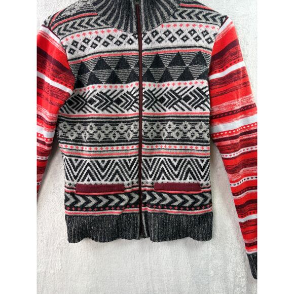 Title Nine Geometric Merino Wool Blend Full-Zip Sweater – Multicolor – Size S - Picture 4 of 6